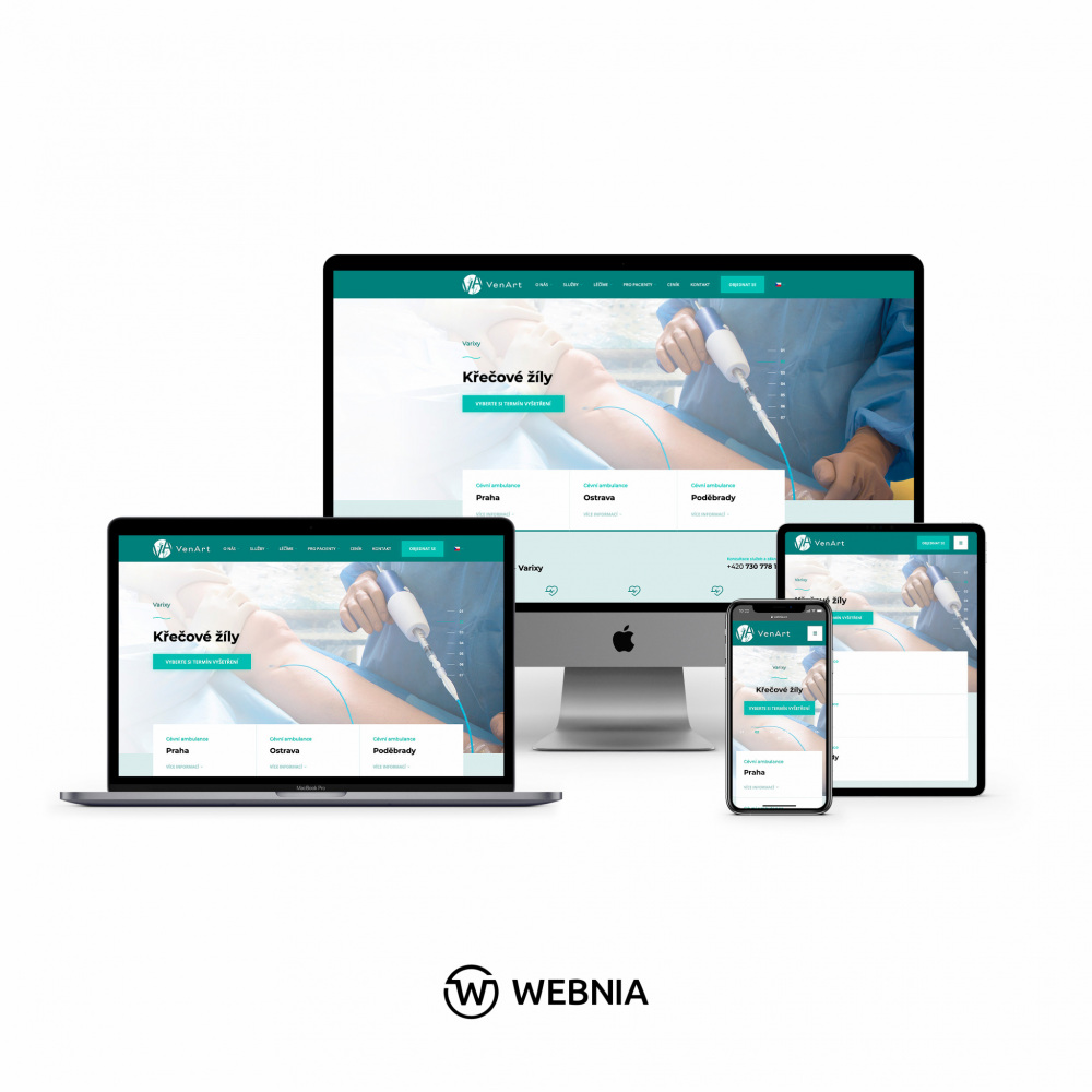 Grafický návrh webových stránek cévní chirurgie VenArt s.r.o. v Praze, Ostravě a Poděbradech